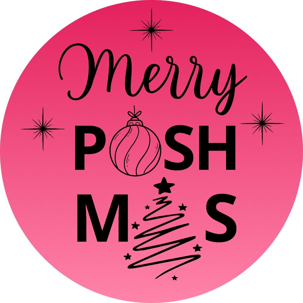 100 thermal Stickers Merry Poshmas 2” Round Labels,